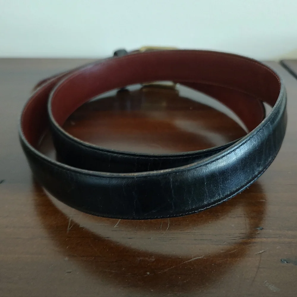 Vintage Coach Men's Leather Belt With Brass Buckle Black Made In USA Size 40